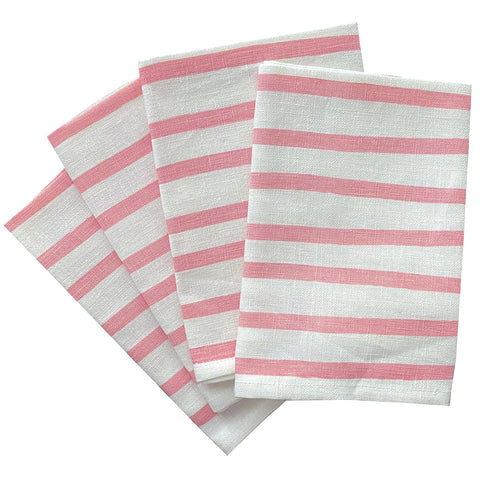 Pink Turkish stripe linen napkins (set of 4)