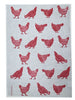 Red Chooks linen tea towel (Natural and off-white)