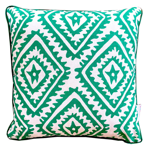 Green Diamond linen cushion