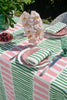 Green + pink Turkish stripe linen tablecloth