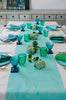 Aqua Colourblock linen tablecloth
