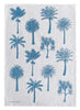 Chambray blue Palms linen tea towel (Natural and off-white)