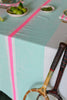 Aqua + highlighter pink Tennis stripe linen tablecloth