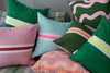 Tennis stripe cushion - aqua + highlighter pink 50cm
