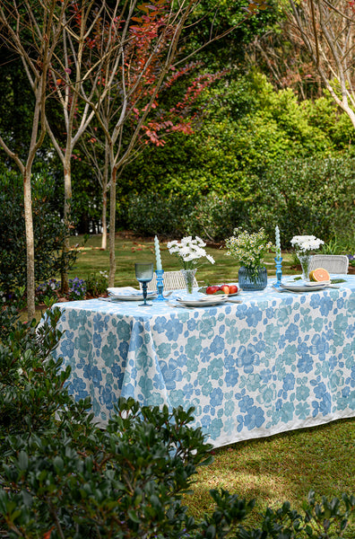 Blue + Duckegg Daisy linen tablecloth