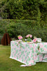 Pink + green Daisy linen tablecloth