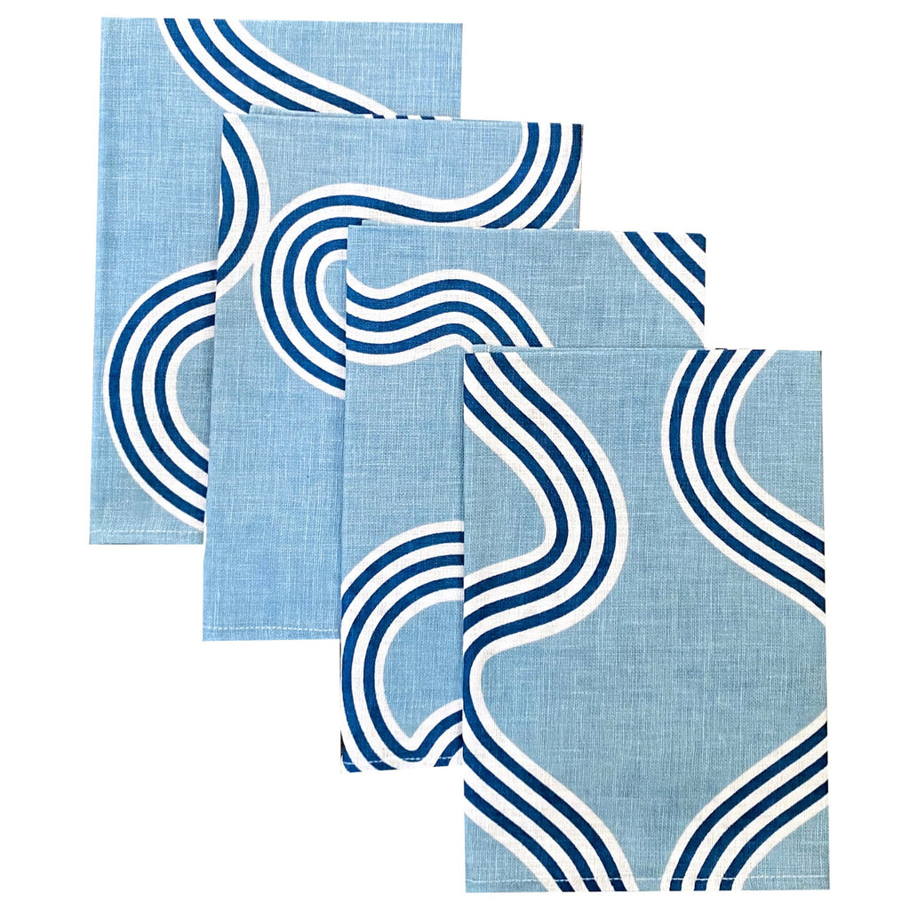 Blue + navy Spaghetti linen napkins (set of 4)