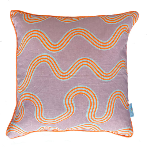 Spaghetti cushion in pink + neon orange 50cm