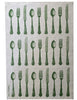 Olive green Cutlery linen tea towel (Natural and off-white)
