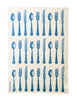 Blue Cutlery linen tea towel (Natural and off-white)