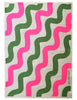 Green + highlighter pink Stove pipe linen tea towel (Natural and off-white)