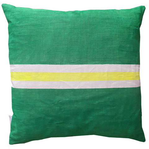 Tennis stripe cushion - green + sulfur yellow 50cm