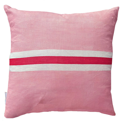 Tennis stripe cushion - pink + red 50cm