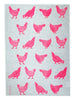 Neon pink Chooks linen tea towel (Natural and off-white)