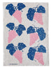 Denim + pink Grapes linen tea towel (Natural and off-white)
