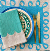 Aqua Scallop linen napkins (set of 4)