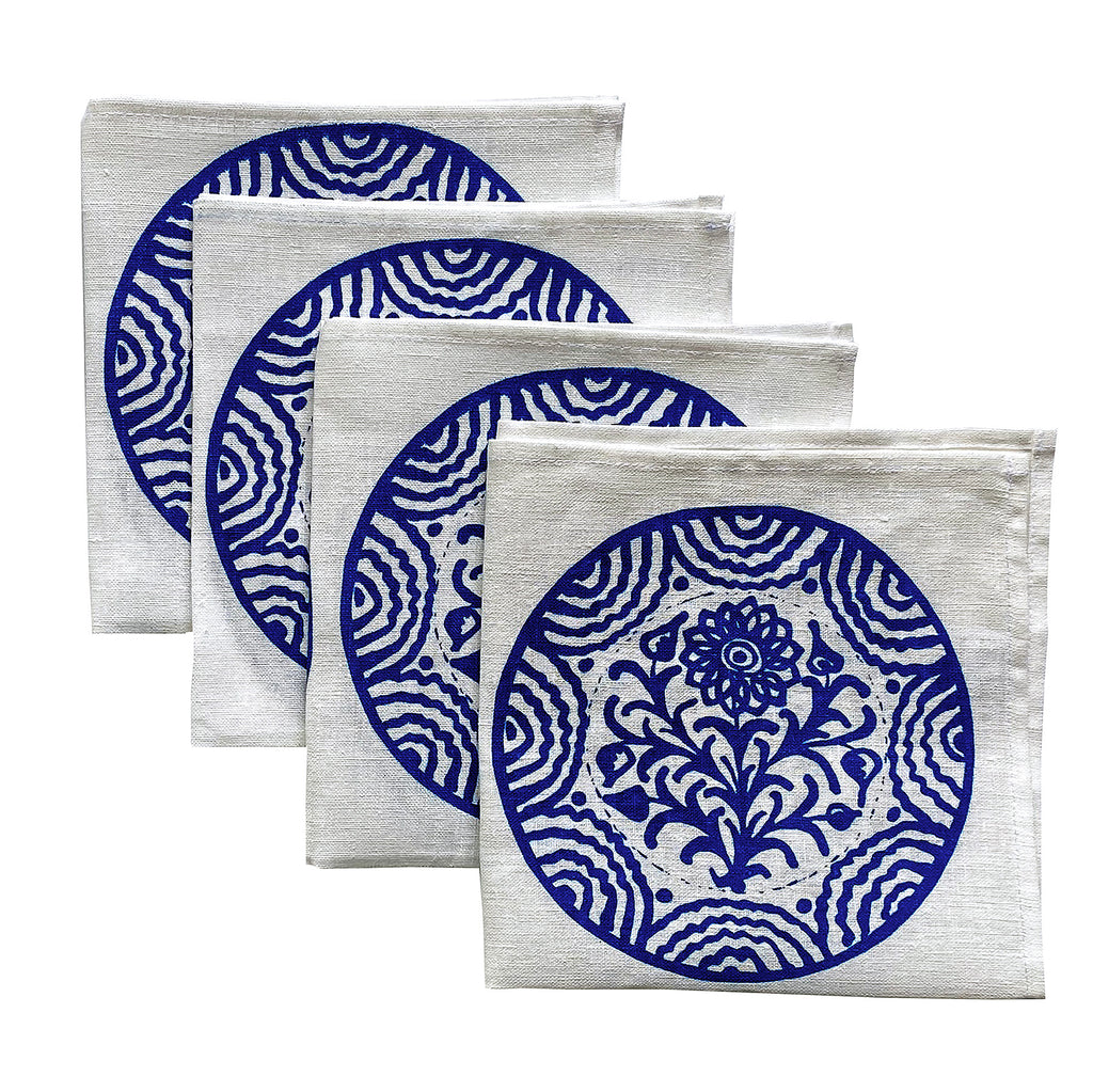 Blue Lebrillo linen napkins (set of 4)