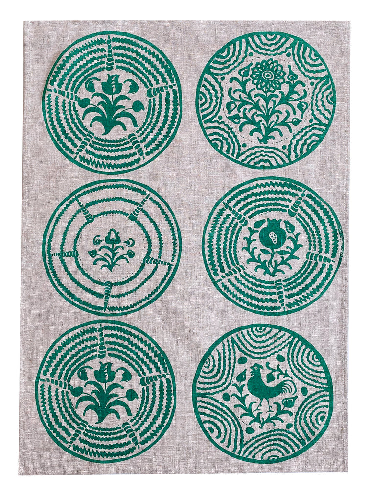 Jade Lebrillo linen tea towel (Natural and off-white)