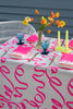 Highlighter pink Ribbon linen tablecloth