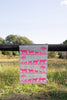Highlighter pink Paddock linen tea towel (Natural and off-white)