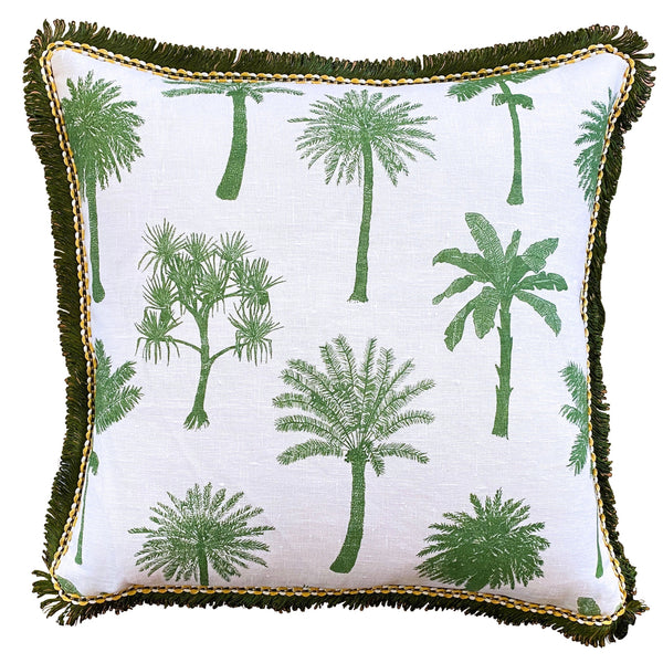 Green Palms linen cushion
