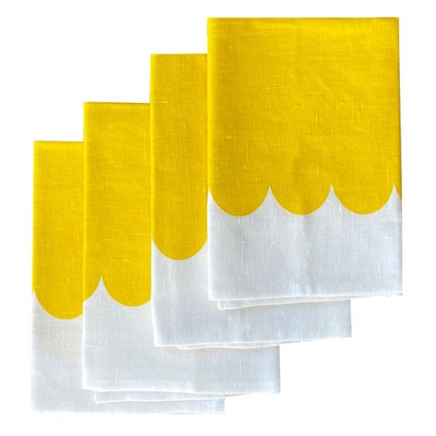 Yellow Scallop linen napkins (set of 4)