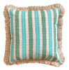 Green Stripe linen cushion